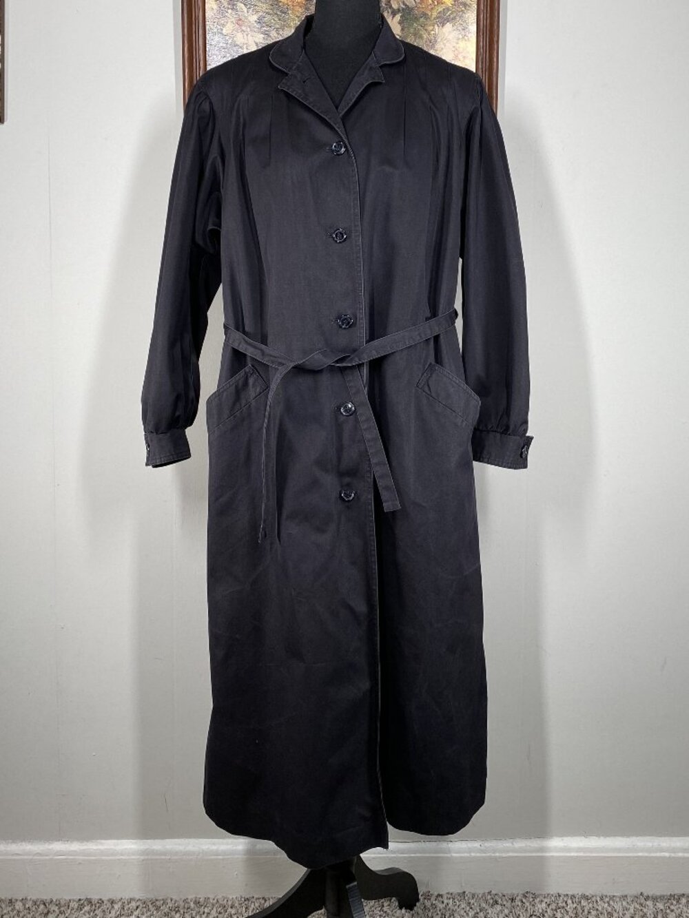 Vintage Rain Shredder Trench Coat Women's "Large" Black Detachable Lining VTG